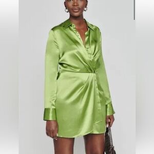 Reformation Alaine Silk Dress Avocado - Size 8